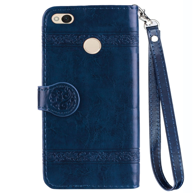 For Xiaomi Redmi 4X Vintage Oil Wax Texture Embossed Horizontal Flip Leather Case with Holder & Card Slots & Wallet & Photo Frame & Lanyard