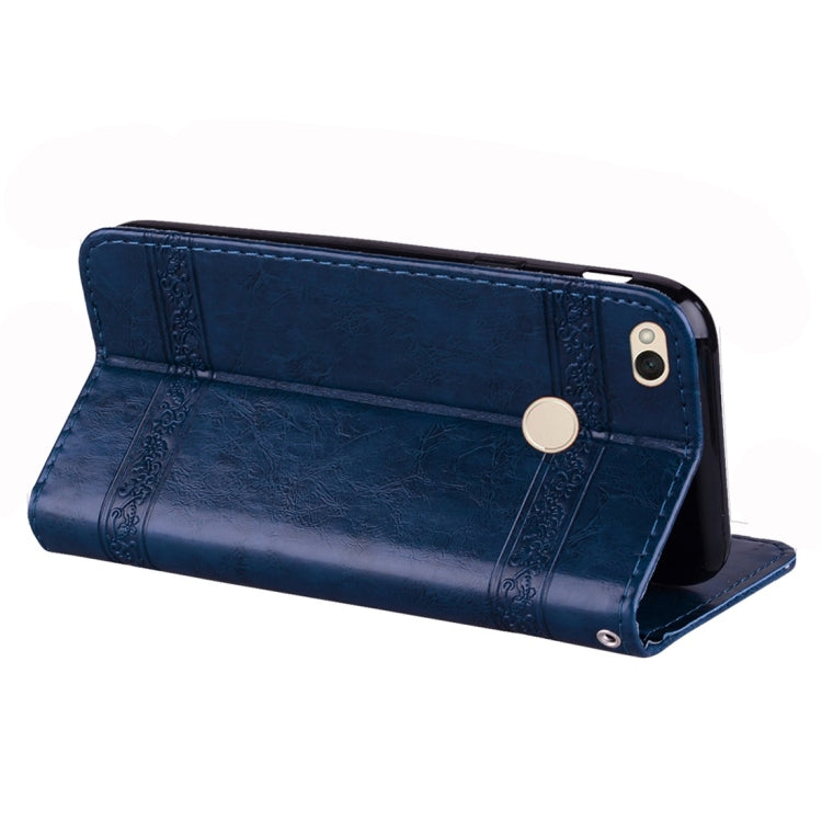 For Xiaomi Redmi 4X Vintage Oil Wax Texture Embossed Horizontal Flip Leather Case with Holder & Card Slots & Wallet & Photo Frame & Lanyard