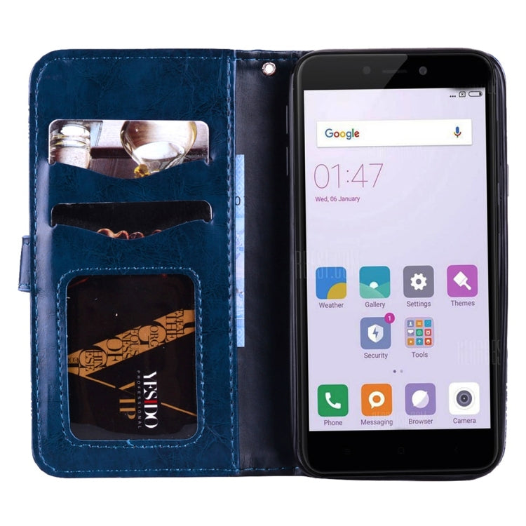 For Xiaomi Redmi 4X Vintage Oil Wax Texture Embossed Horizontal Flip Leather Case with Holder & Card Slots & Wallet & Photo Frame & Lanyard