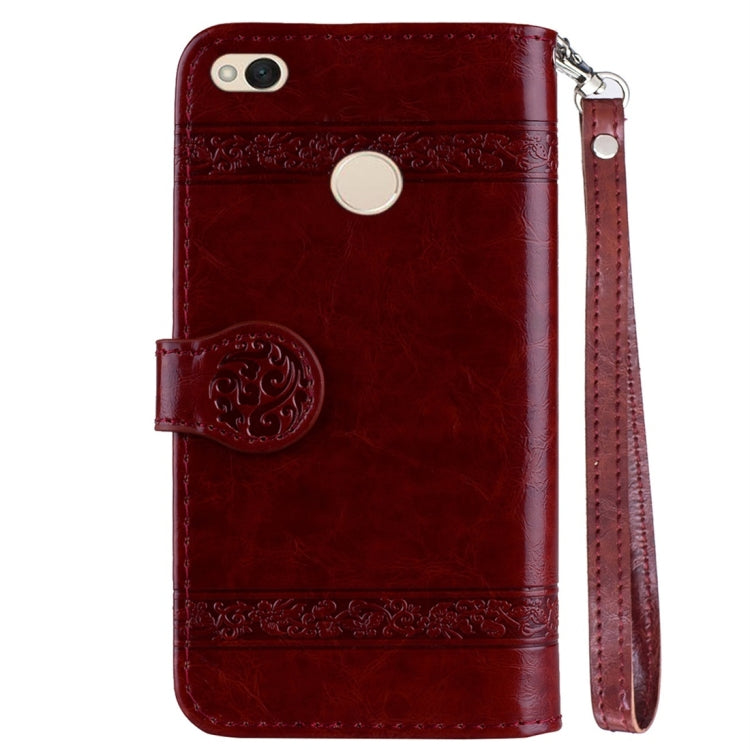 For Xiaomi Redmi 4X Vintage Oil Wax Texture Embossed Horizontal Flip Leather Case with Holder & Card Slots & Wallet & Photo Frame & Lanyard