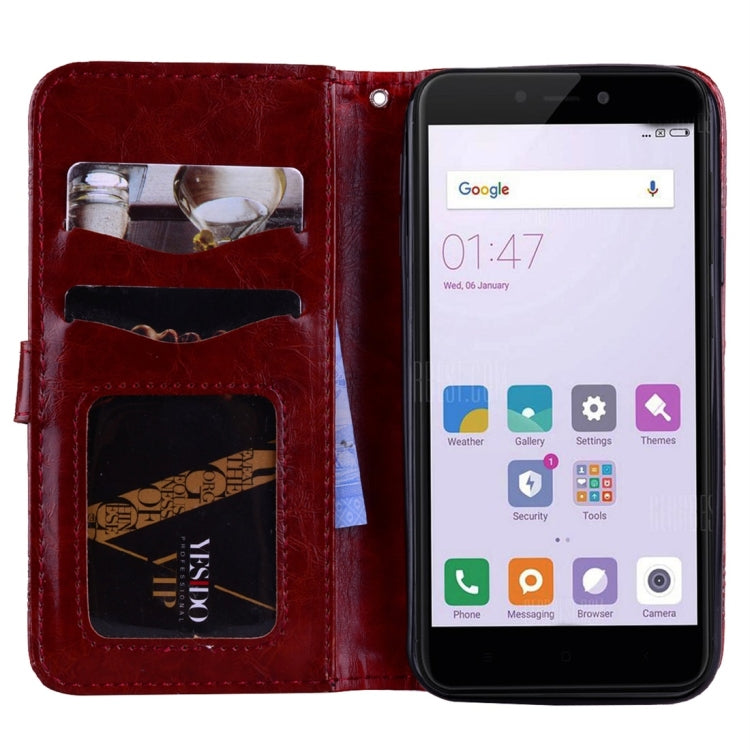 For Xiaomi Redmi 4X Vintage Oil Wax Texture Embossed Horizontal Flip Leather Case with Holder & Card Slots & Wallet & Photo Frame & Lanyard
