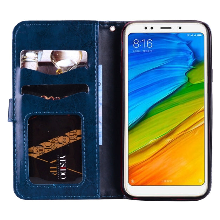 For Xiaomi Redmi 5 Plus Vintage Oil Wax Texture Embossed Horizontal Flip Leather Case with Holder & Card Slots & Wallet & Photo Frame & Lanyard
