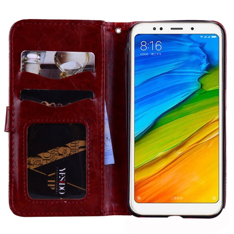 For Xiaomi Redmi 5 Plus Vintage Oil Wax Texture Embossed Horizontal Flip Leather Case with Holder & Card Slots & Wallet & Photo Frame & Lanyard