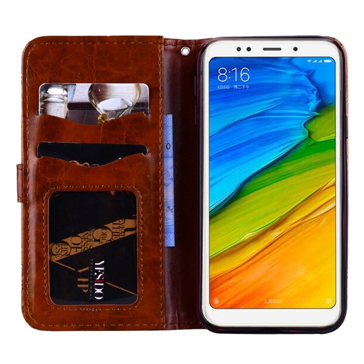 For Xiaomi Redmi 5 Plus Vintage Oil Wax Texture Embossed Horizontal Flip Leather Case with Holder & Card Slots & Wallet & Photo Frame & Lanyard
