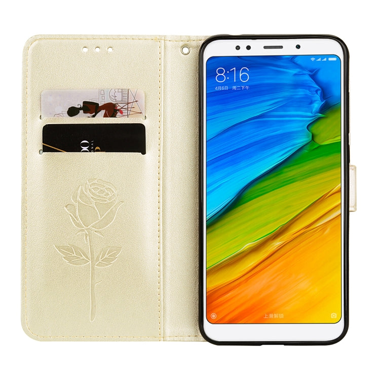 For Xiaomi Redmi 5 Plus Rose Embossed Horizontal Flip Environmental PU Leather Case with Holder & Card Slots & Wallet