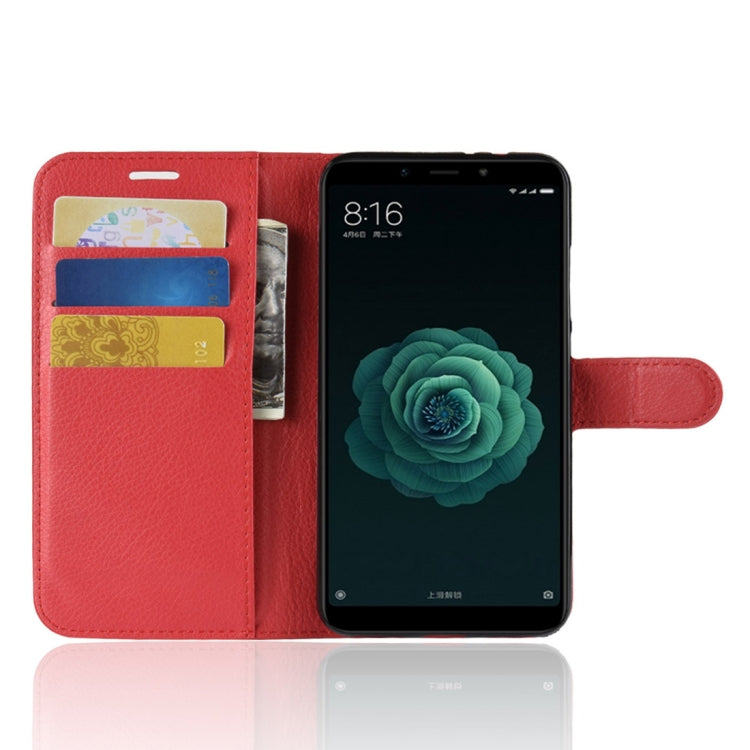 Litchi Texture Horizontal Flip Leather Case for Xiaomi Mi 6X / A2 , with Wallet & Holder & Card Slots