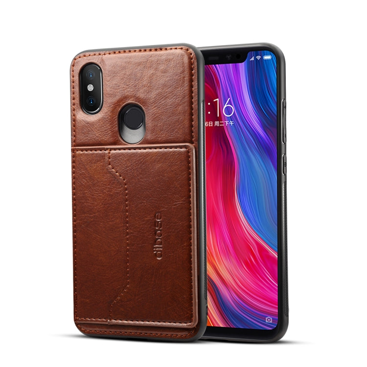 Dibase TPU + PC + PU Crazy Horse Texture Leather Case for Xiaomi Mi 8, with Holder & Card Slots