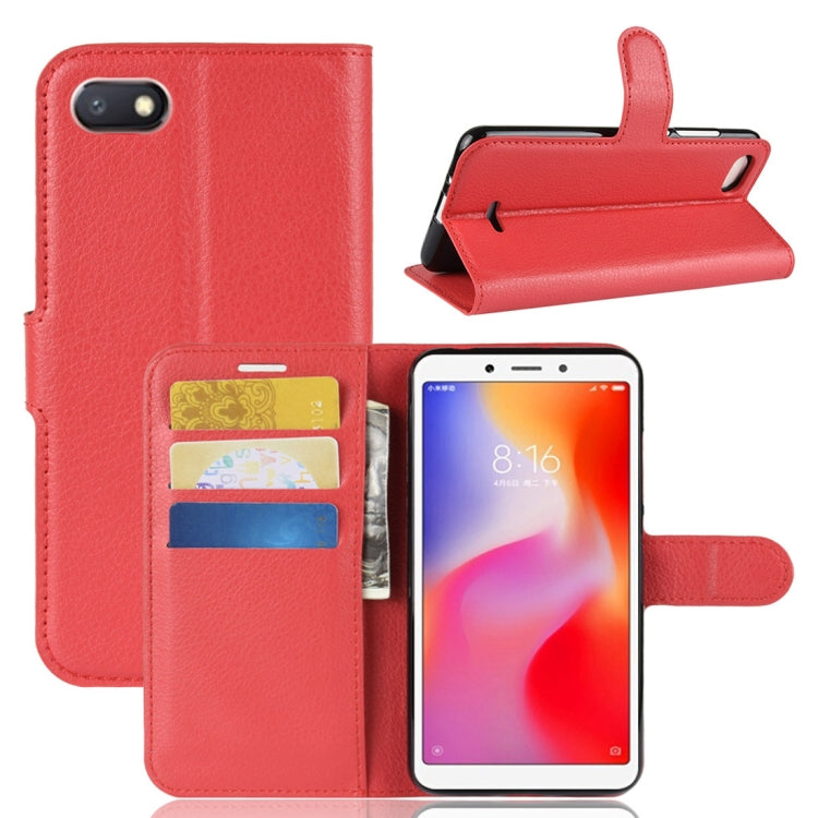 Litchi Texture Horizontal Flip Leather Case for Xiaomi Redmi 6A, with Wallet & Holder & Card Slots