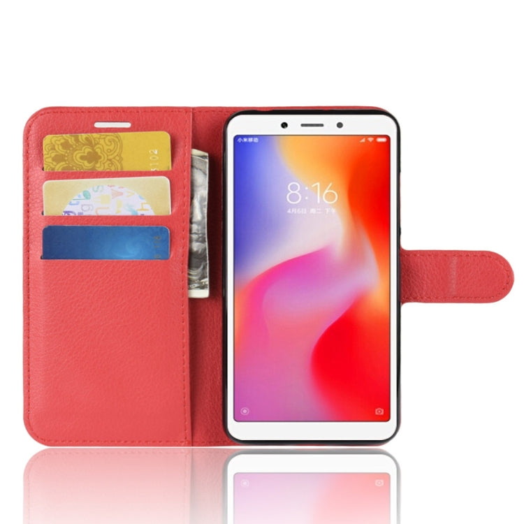 Litchi Texture Horizontal Flip Leather Case for Xiaomi Redmi 6A, with Wallet & Holder & Card Slots