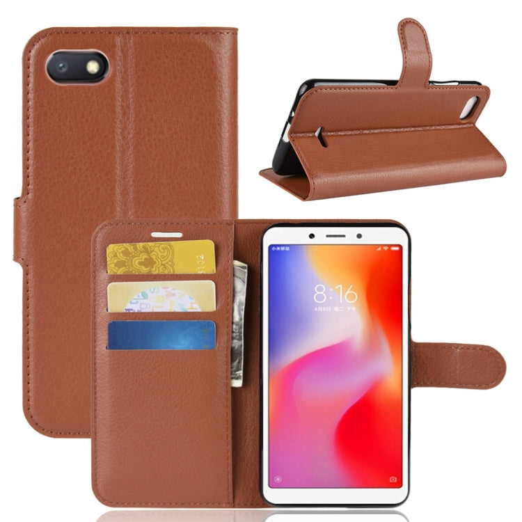 Litchi Texture Horizontal Flip Leather Case for Xiaomi Redmi 6A, with Wallet & Holder & Card Slots