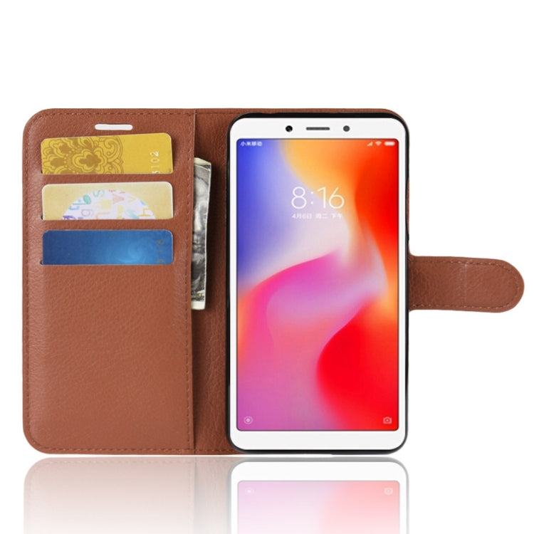 Litchi Texture Horizontal Flip Leather Case for Xiaomi Redmi 6A, with Wallet & Holder & Card Slots