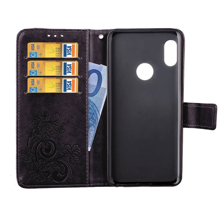 Lucky Clover Pressed Flowers Pattern Leather Case for Xiaomi Mi Max 3, with Holder & Card Slots & Wallet & Hand Strap