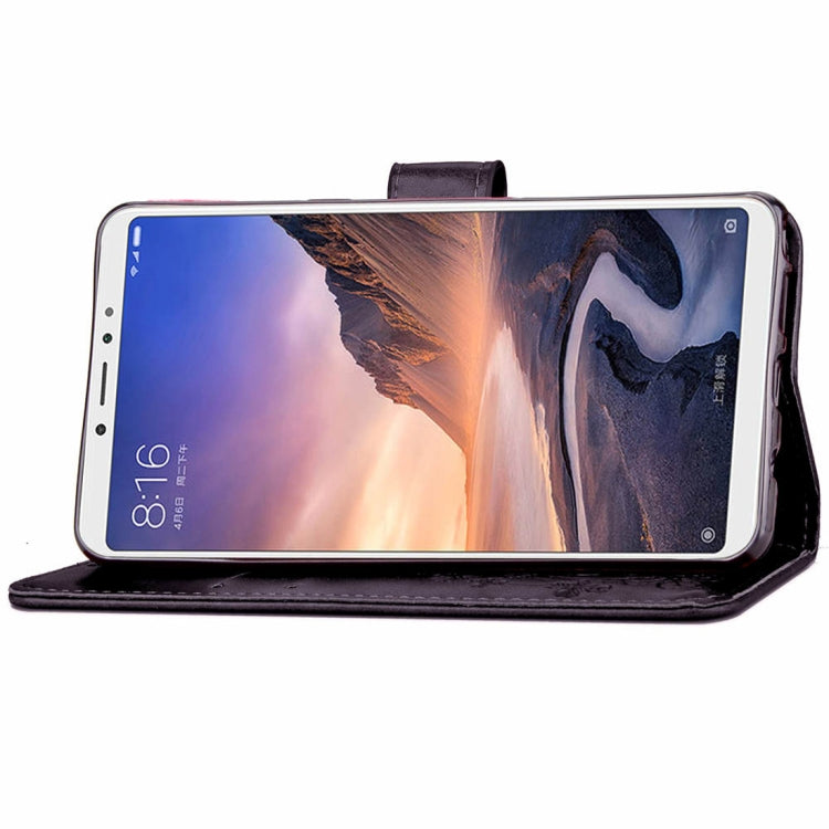 Lucky Clover Pressed Flowers Pattern Leather Case for Xiaomi Mi Max 3, with Holder & Card Slots & Wallet & Hand Strap