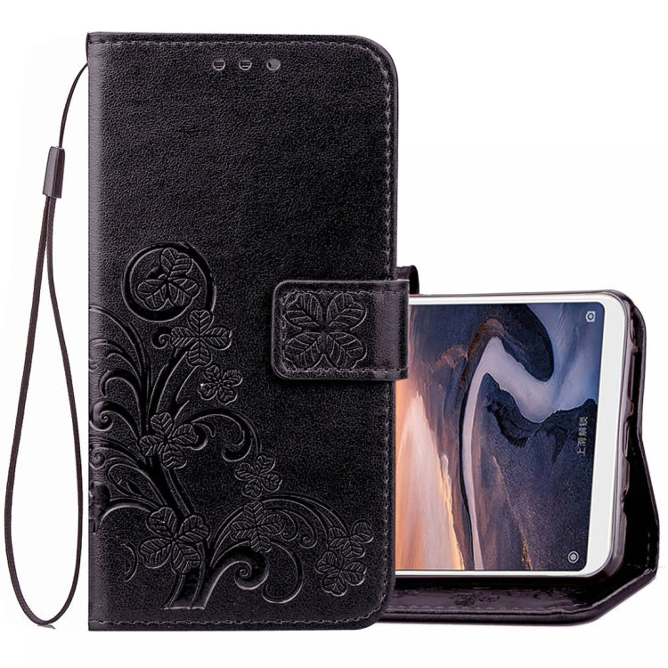 Lucky Clover Pressed Flowers Pattern Leather Case for Xiaomi Mi Max 3, with Holder & Card Slots & Wallet & Hand Strap