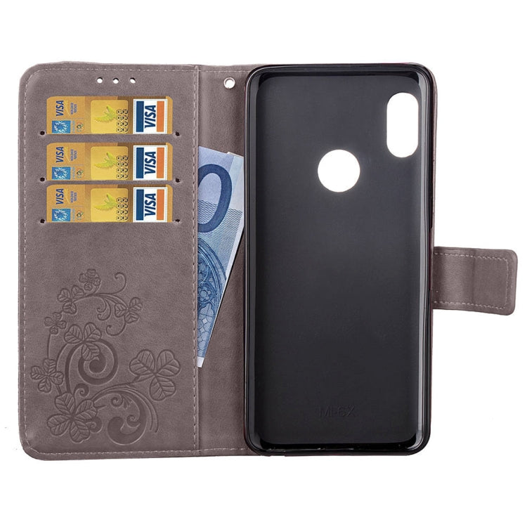 Lucky Clover Pressed Flowers Pattern Leather Case for Xiaomi Mi Max 3, with Holder & Card Slots & Wallet & Hand Strap