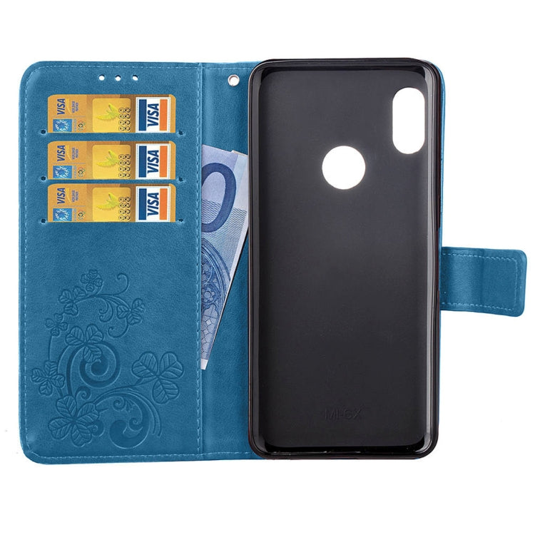 Lucky Clover Pressed Flowers Pattern Leather Case for Xiaomi Mi Max 3, with Holder & Card Slots & Wallet & Hand Strap