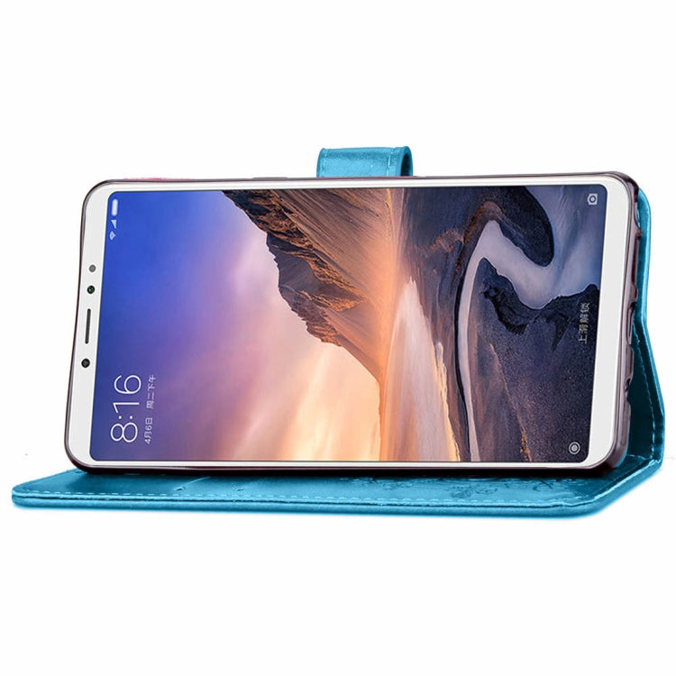 Lucky Clover Pressed Flowers Pattern Leather Case for Xiaomi Mi Max 3, with Holder & Card Slots & Wallet & Hand Strap