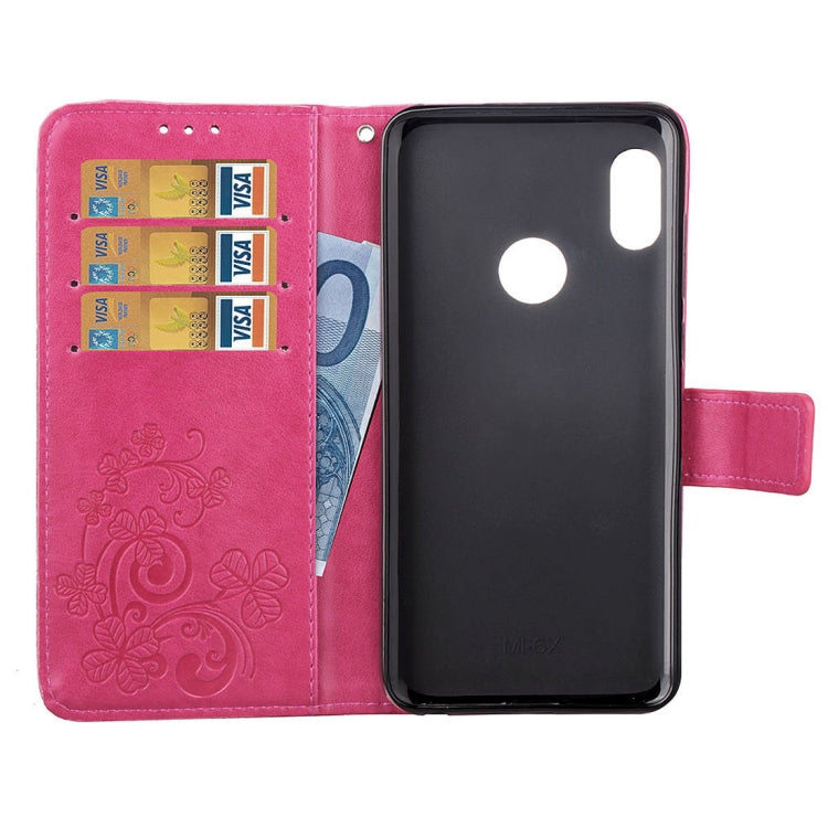 Lucky Clover Pressed Flowers Pattern Leather Case for Xiaomi Mi Max 3, with Holder & Card Slots & Wallet & Hand Strap