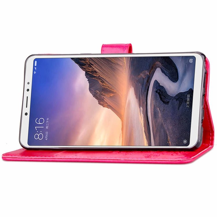 Lucky Clover Pressed Flowers Pattern Leather Case for Xiaomi Mi Max 3, with Holder & Card Slots & Wallet & Hand Strap