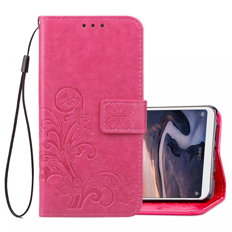 Lucky Clover Pressed Flowers Pattern Leather Case for Xiaomi Mi Max 3, with Holder & Card Slots & Wallet & Hand Strap