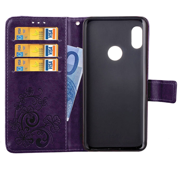 Lucky Clover Pressed Flowers Pattern Leather Case for Xiaomi Mi Max 3, with Holder & Card Slots & Wallet & Hand Strap