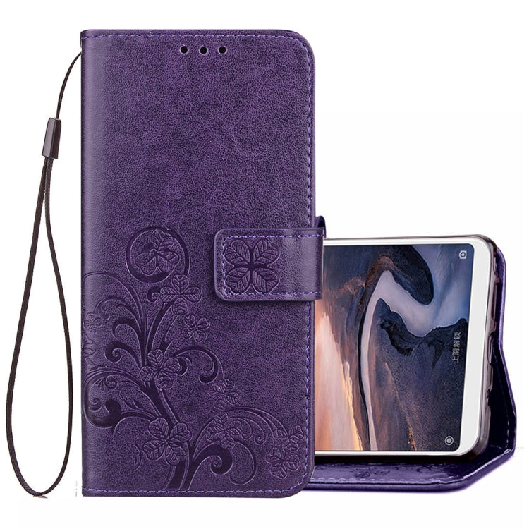Lucky Clover Pressed Flowers Pattern Leather Case for Xiaomi Mi Max 3, with Holder & Card Slots & Wallet & Hand Strap