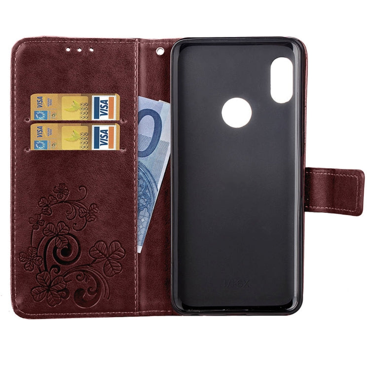 Lucky Clover Pressed Flowers Pattern Leather Case for Xiaomi Mi Max 3, with Holder & Card Slots & Wallet & Hand Strap