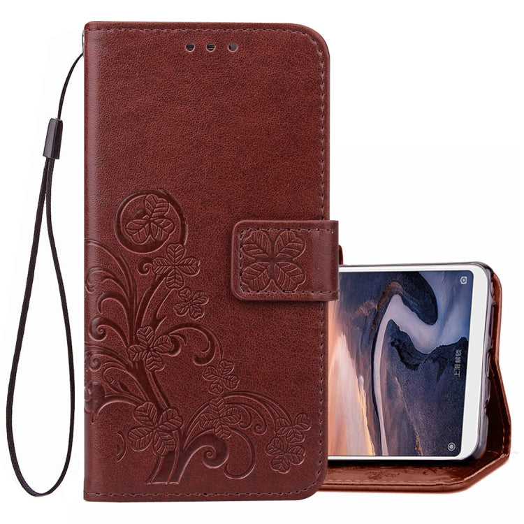 Lucky Clover Pressed Flowers Pattern Leather Case for Xiaomi Mi Max 3, with Holder & Card Slots & Wallet & Hand Strap