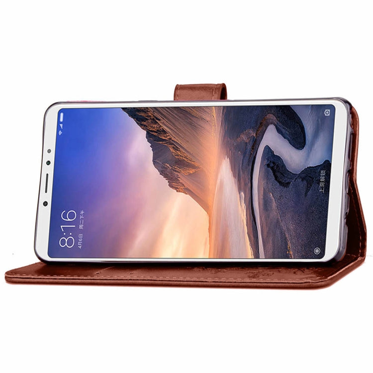 Lucky Clover Pressed Flowers Pattern Leather Case for Xiaomi Mi Max 3, with Holder & Card Slots & Wallet & Hand Strap