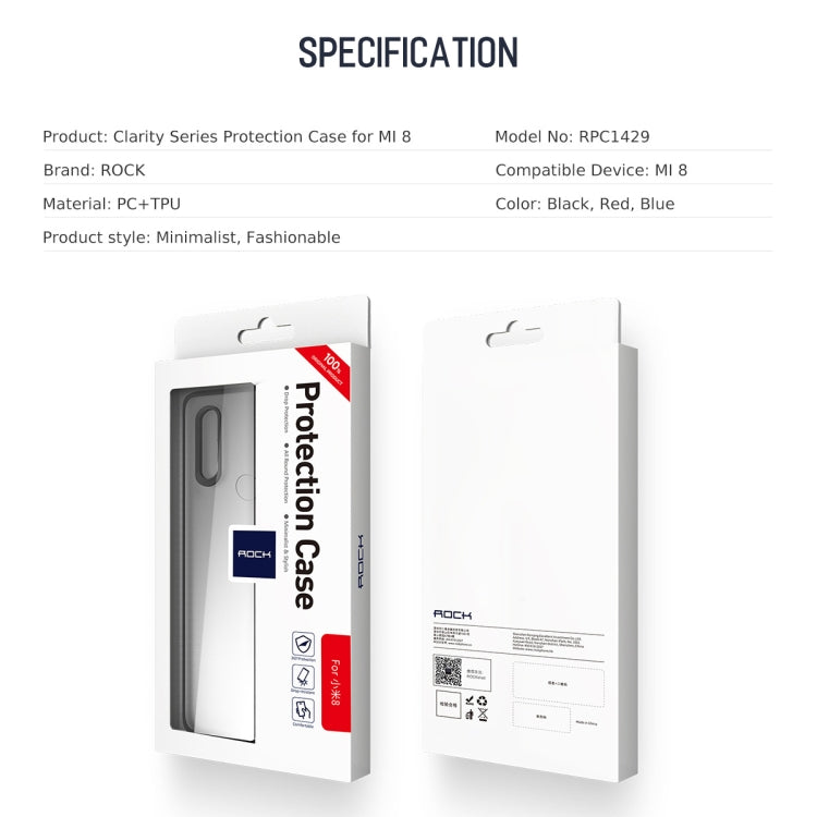 ROCK Clarity Series Dropproof PC + TPU Case for Xiaomi Mi 8(Black)