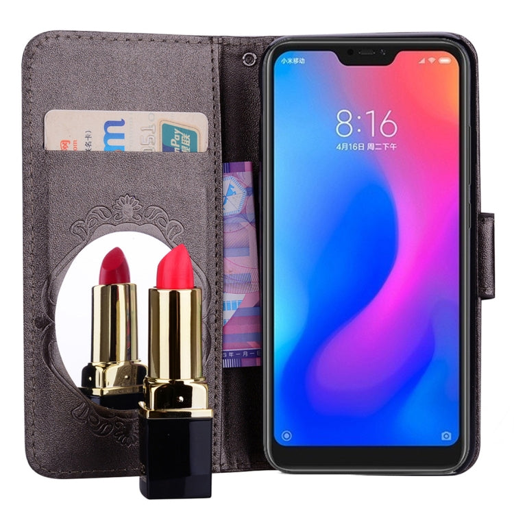 Floral Butterfly Pattern Horizontal Flip Leather Case with Mirror & Card Slot & Holder & Wallet & Lanyard For Xiaomi Redmi 6 Pro