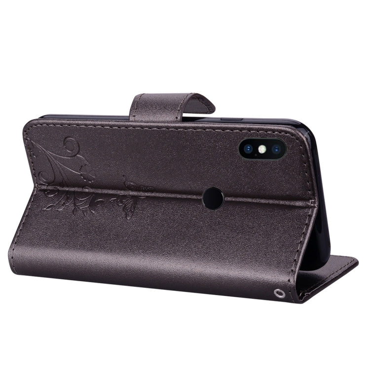 Floral Butterfly Pattern Horizontal Flip Leather Case with Mirror & Card Slot & Holder & Wallet & Lanyard For Xiaomi Redmi 6 Pro