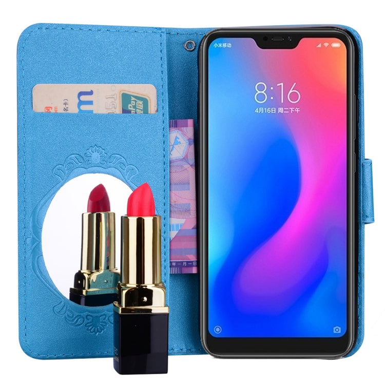 Floral Butterfly Pattern Horizontal Flip Leather Case with Mirror & Card Slot & Holder & Wallet & Lanyard For Xiaomi Redmi 6 Pro