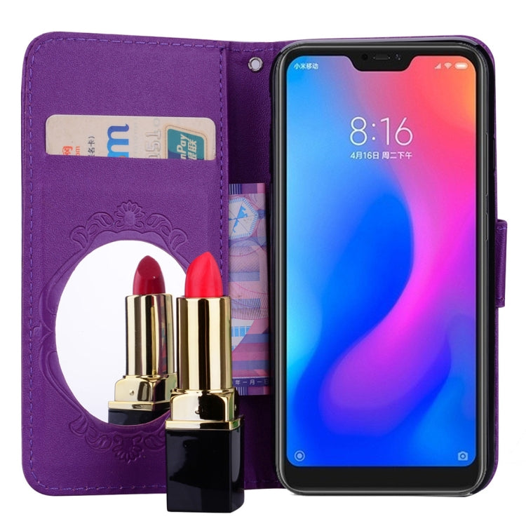 Floral Butterfly Pattern Horizontal Flip Leather Case with Mirror & Card Slot & Holder & Wallet & Lanyard For Xiaomi Redmi 6 Pro