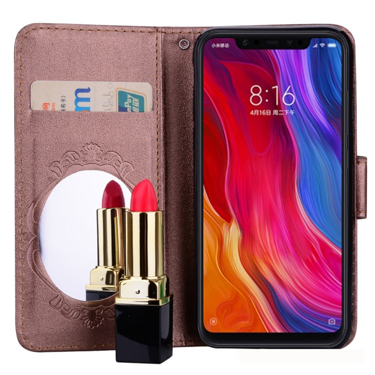 Floral Butterfly Pattern Horizontal Flip Leather Case with Mirror & Card Slot & Holder & Wallet & Lanyard For Xiaomi Mi 8 SE