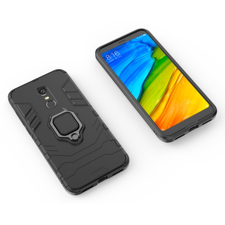 PC + TPU Shockproof Protective Case for Xiaomi Redmi 5 Plus, with Magnetic Ring Holder (Black)