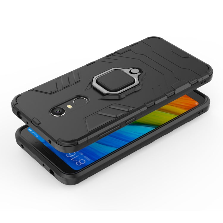 PC + TPU Shockproof Protective Case for Xiaomi Redmi 5 Plus, with Magnetic Ring Holder (Black)