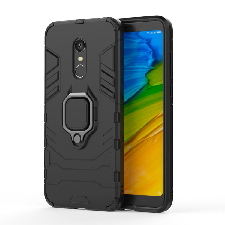 PC + TPU Shockproof Protective Case for Xiaomi Redmi 5 Plus, with Magnetic Ring Holder (Black)