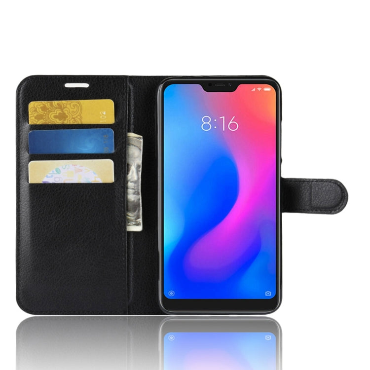 Litchi Texture Horizontal Flip PU Leather Case for Xiaomi Redmi Note 6, with Holder & Card Slots & Wallet