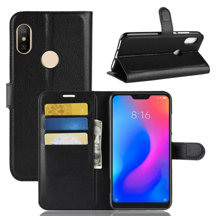 Litchi Texture Horizontal Flip PU Leather Case for Xiaomi Redmi Note 6, with Holder & Card Slots & Wallet