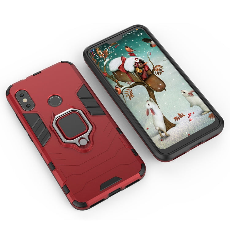 PC + TPU Shockproof Protective Case with Magnetic Ring Holder for Xiaomi Redmi Note 6 Pro (Red)