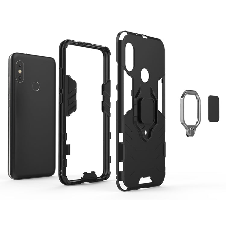 PC + TPU Shockproof Protective Case with Magnetic Ring Holder for Xiaomi Redmi Note 6 Pro (Red)