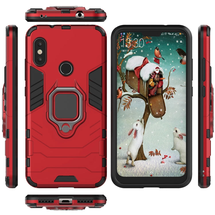 PC + TPU Shockproof Protective Case with Magnetic Ring Holder for Xiaomi Redmi Note 6 Pro (Red)