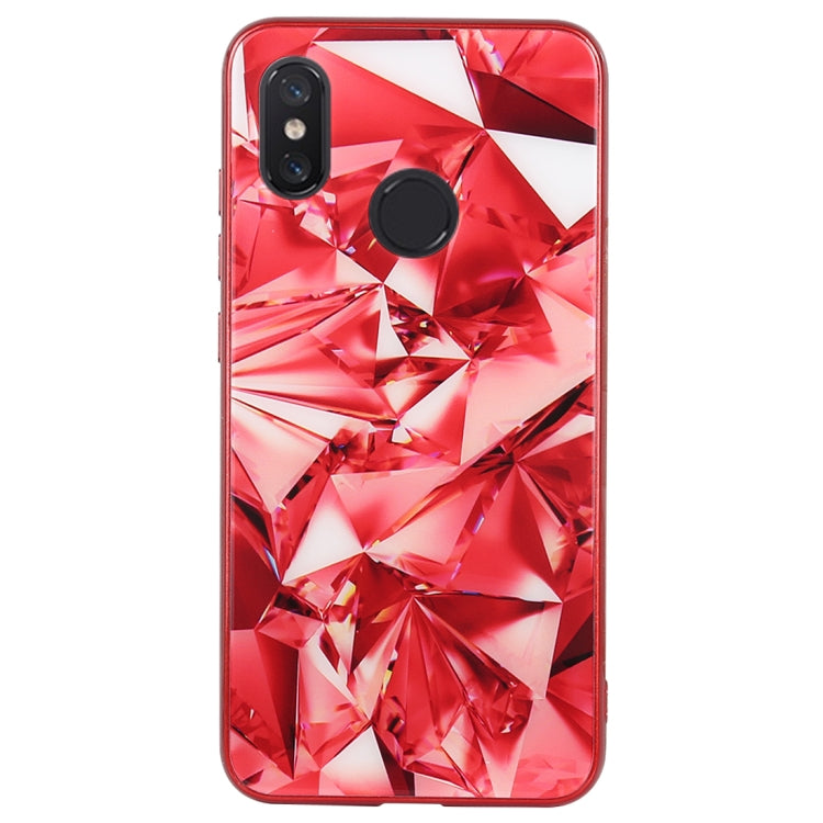 Diamond Texture Electroplating TPU + Tempered Glass Case for Xiaomi Mi 8