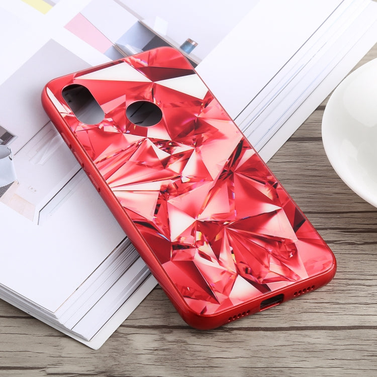 Diamond Texture Electroplating TPU + Tempered Glass Case for Xiaomi Mi 8
