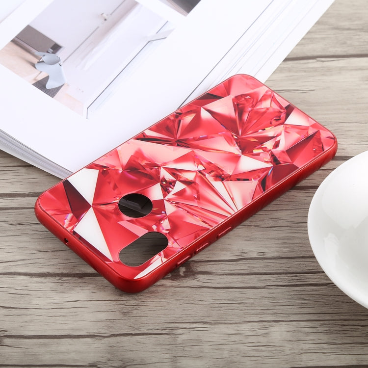 Diamond Texture Electroplating TPU + Tempered Glass Case for Xiaomi Mi 8