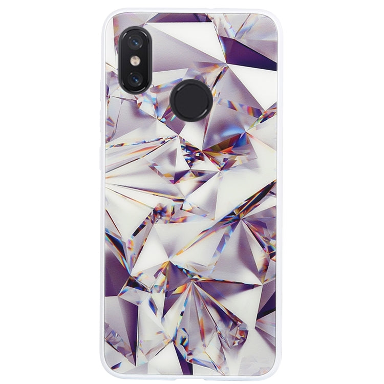 Diamond Texture Electroplating TPU + Tempered Glass Case for Xiaomi Mi 8