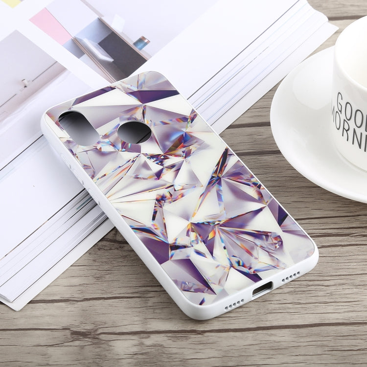 Diamond Texture Electroplating TPU + Tempered Glass Case for Xiaomi Mi 8