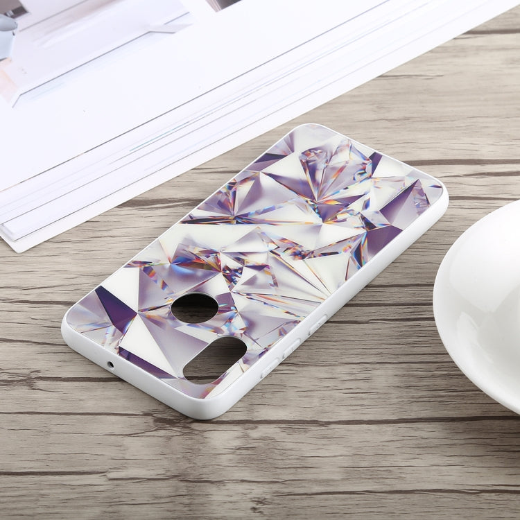 Diamond Texture Electroplating TPU + Tempered Glass Case for Xiaomi Mi 8