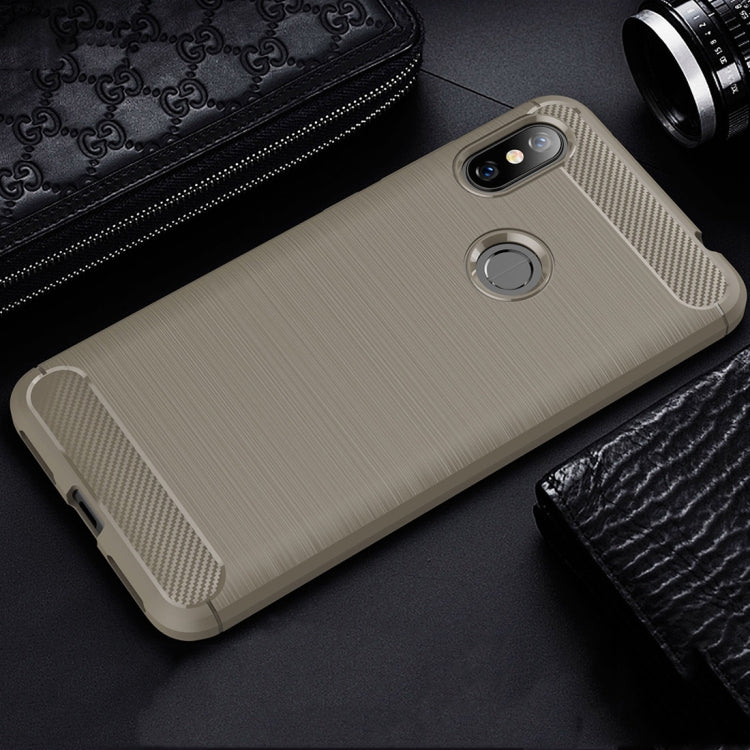 Brushed Texture Carbon Fiber Shockproof TPU Case for for Xiaomi Redmi Note 6